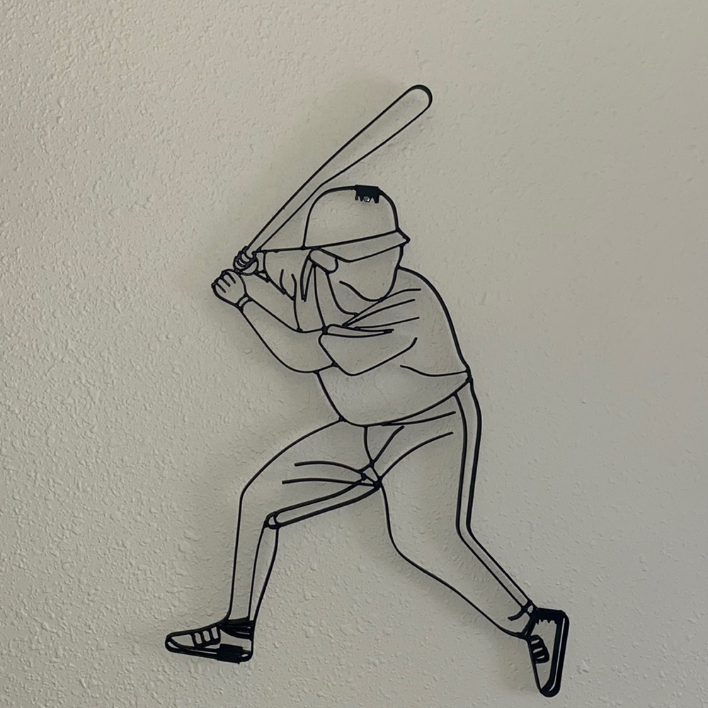 Black steel hanging baseball player